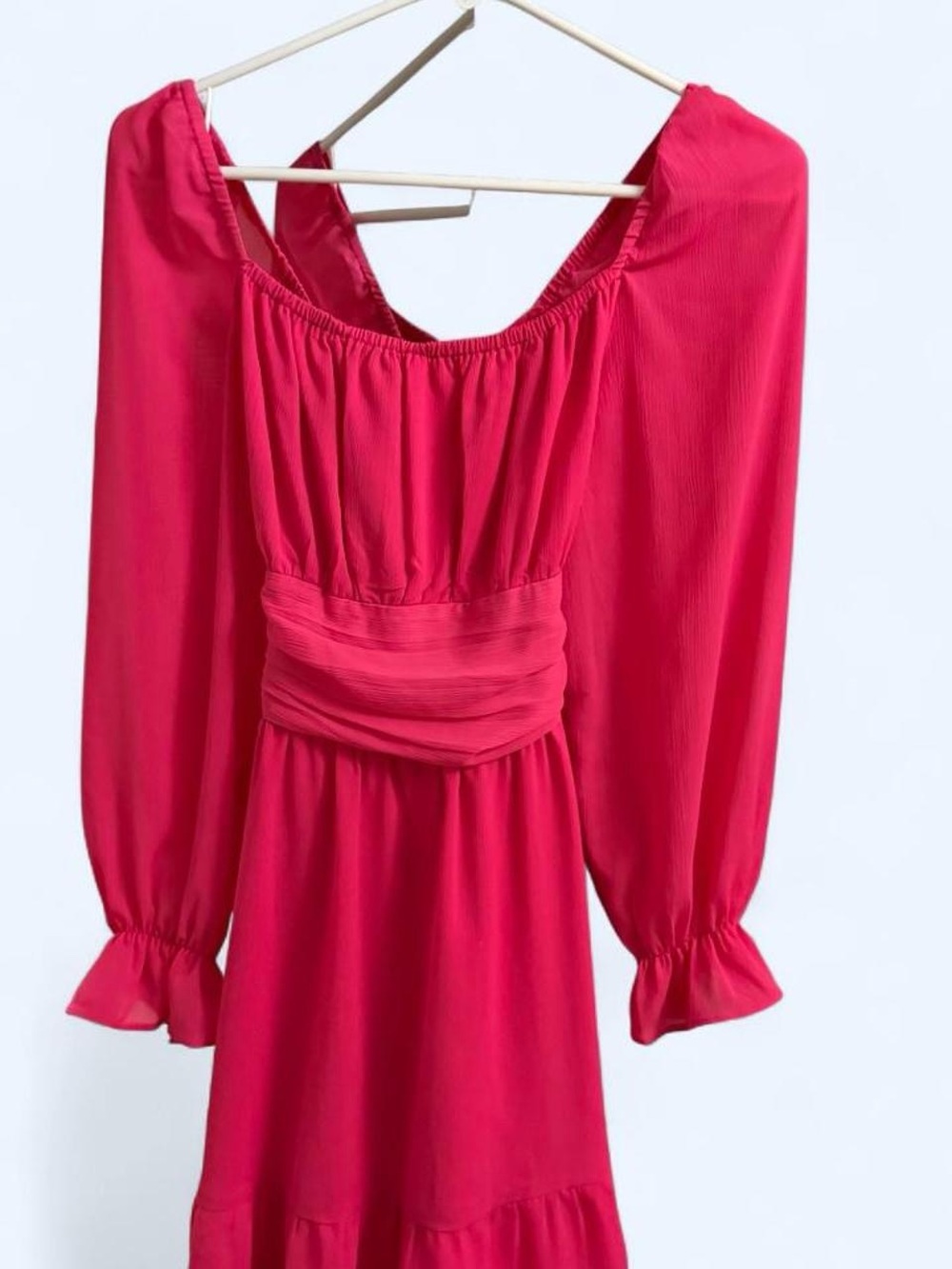 Women's Fuchsia Long-Sleeve Ruched Waist Dress Exlura